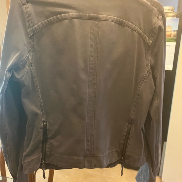 $149 Evereve Peyton Jensen gray stretchy moto jacket. Lots of details Size Large - Picture 11 of 14